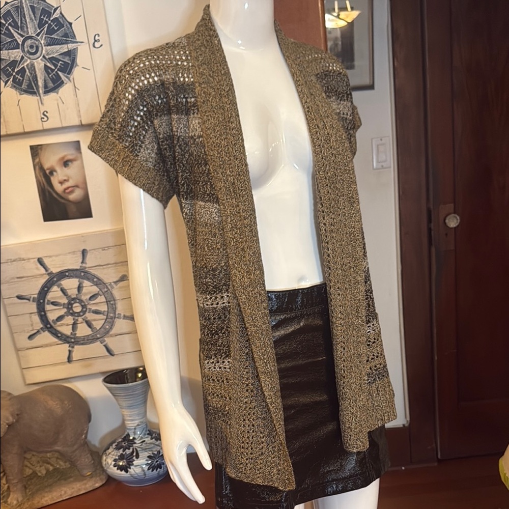 NWT northern reflections size small Brown Open-Knit Short Sleeve Cardigan